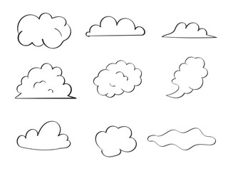 Cloud. hand drawn clouds set vector