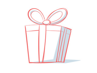 Hand drawn red gift box vector  illustration