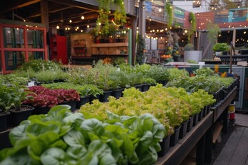 Fototapeta premium Organic hydroponic fram. Fresh vegetables hydroponic farm organic Fram