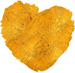 Metallic Gold Color Heart, digital painting.