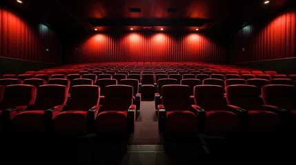 Foto op Canvas Empty cinema hall with red seats. Red cloth seats in theater © meta