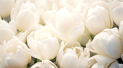 Field of White Tulips on a Sunny Day - Classic Beauty - White Flowers
