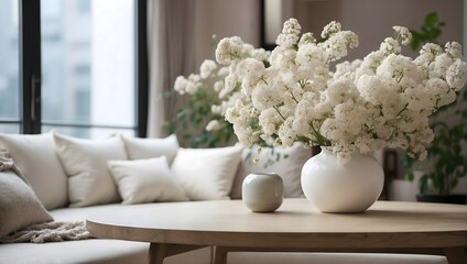Elegance in Detail: Close-up of Fabric Sofa with White and Terra Cotta Pillows in French Country Home