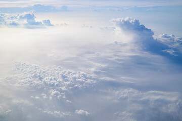Above view of white fluffy clouds