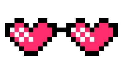 Pixel art valentine sunglasses, transparent background png and vector file