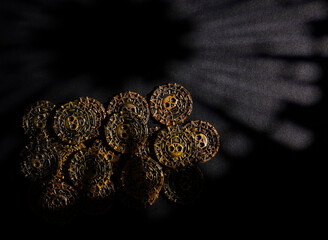 Doubloon coins with unique shadow