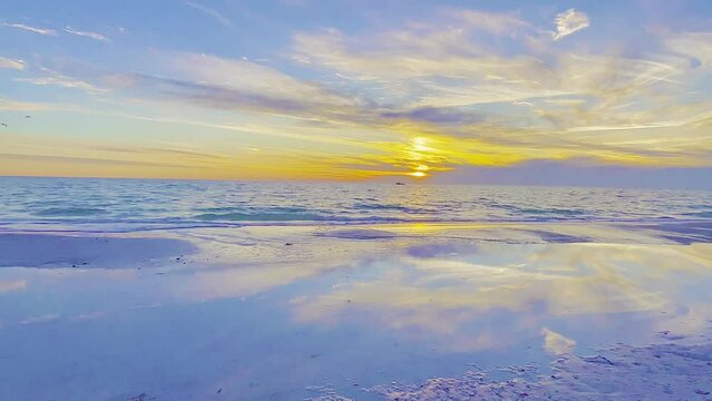 Florida Rainbow Sunset Beach Waves Reflections 