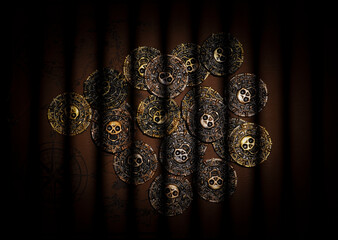 Doubloon coins with unique shadow