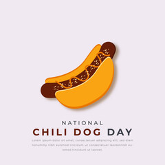 National Chili Dog Day Paper cut style Vector Design Illustration for Background, Poster, Banner, Advertising, Greeting Card