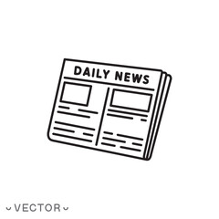 Newspaper icon, daily news, topics journalism, reportage, news, newspaper thin line symbol isolated on white background, editable stroke eps 10 vector illustration