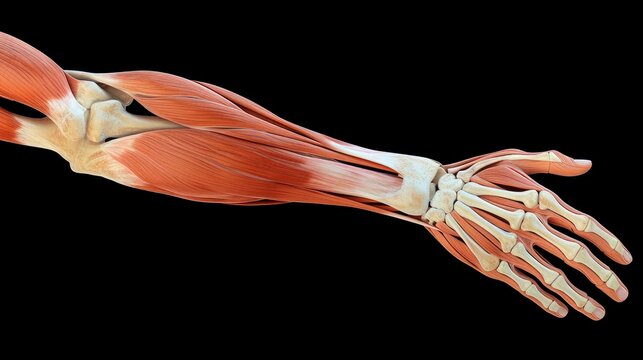The structure of human muscles on the arm close up