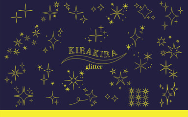 紺背景に黄色のキラキラ輝きパーツセット