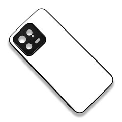 Blank mobile phone case on white background for mockup. Custom and personalized phone case, Black edge sublimation phone case