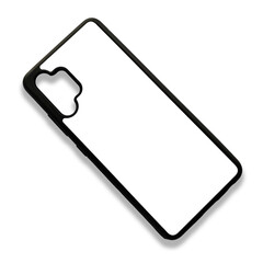 Blank mobile phone case on white background for mockup. Custom and personalized phone case, Black edge sublimation phone case