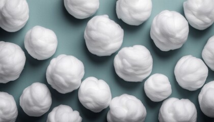 A collection of white balls on a blue background