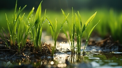Obraz premium Rice plants ready for planting in rice fields