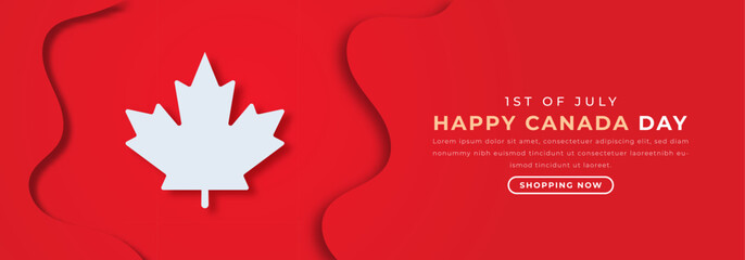 Happy Canada Day Paper cut style Vector Design Illustration for Background, Poster, Banner, Advertising, Greeting Card