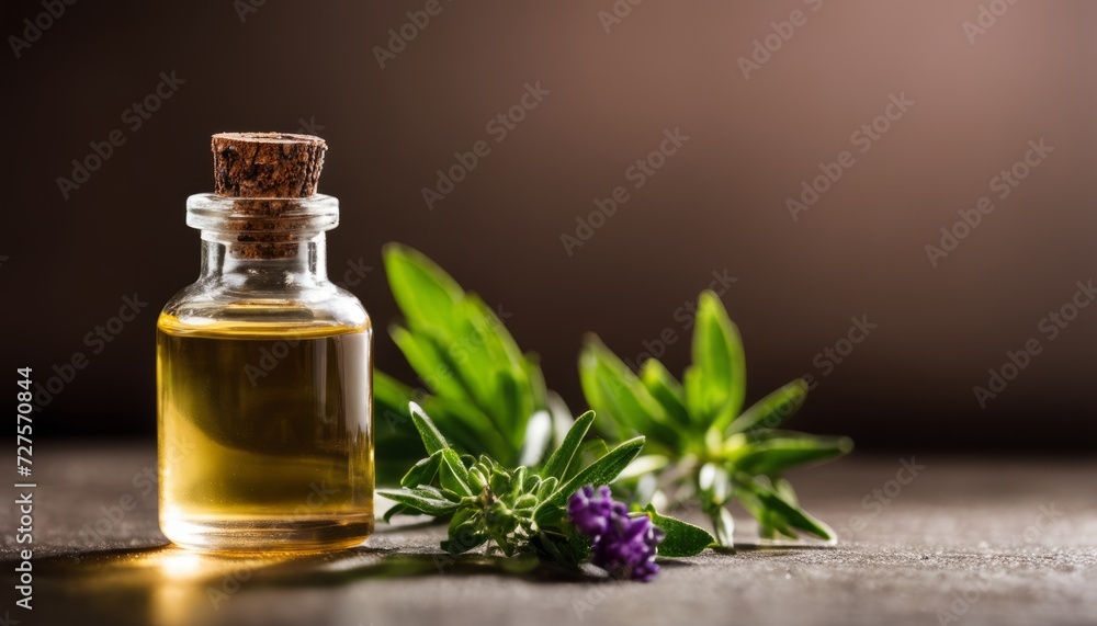 Wall mural A bottle of oil with a leaf on top