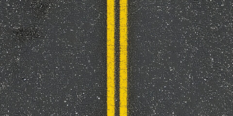 Asphalt road with Yellow road line, transportation safety concept, driving directions, road trip, navigation app, travel blog, traffic control, highway infrastructure, urban transportation. - obrazy, fototapety, plakaty