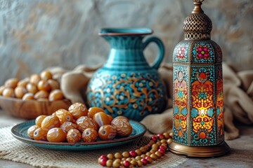 dates fruit with decorative Holy month of Ramadan concept professional photography
