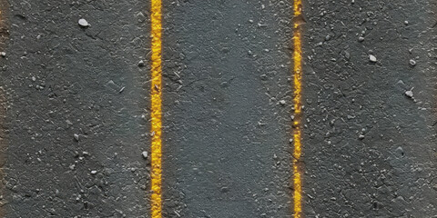 Fototapeta premium Asphalt road with Yellow road line, transportation safety concept, driving directions, road trip, navigation app, travel blog, traffic control, highway infrastructure, urban transportation.
