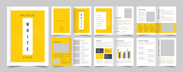 Fototapeta na wymiar White Paper Layout, Company white paper design, Print Ready, Brochure Template