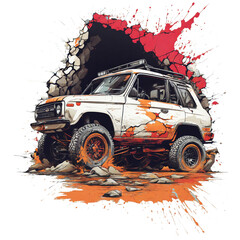 Fototapeta premium off-road car illustration for t-shirt images