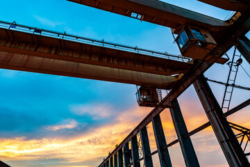 The steel structure and bridge crane of the dock are located by the Dongting Lake in Yueyang, China.