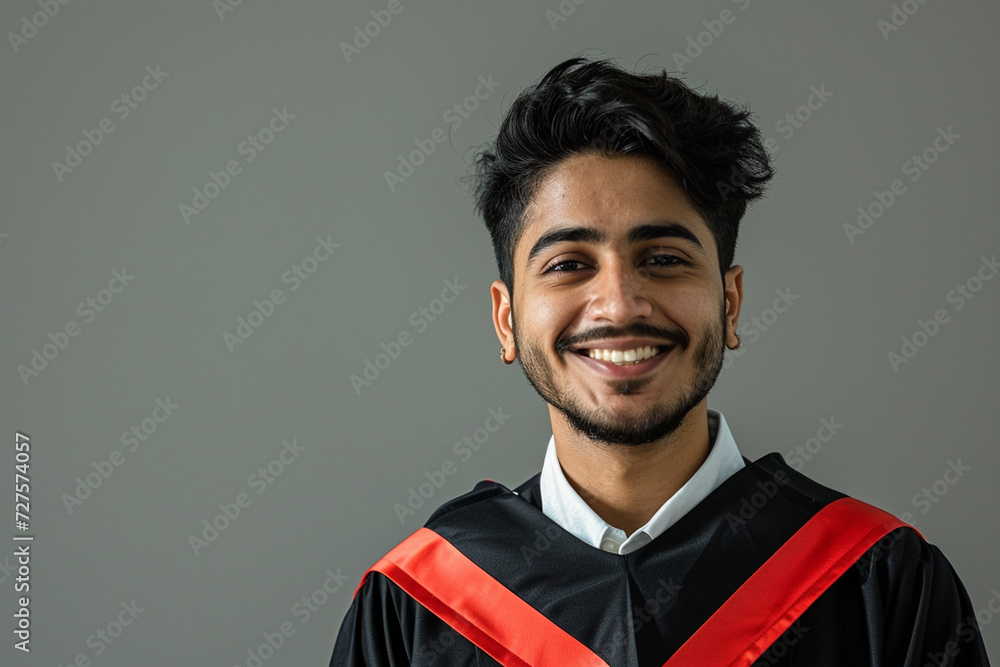 Wall mural a male indian graduation student wearing graduation gown - Wall murals