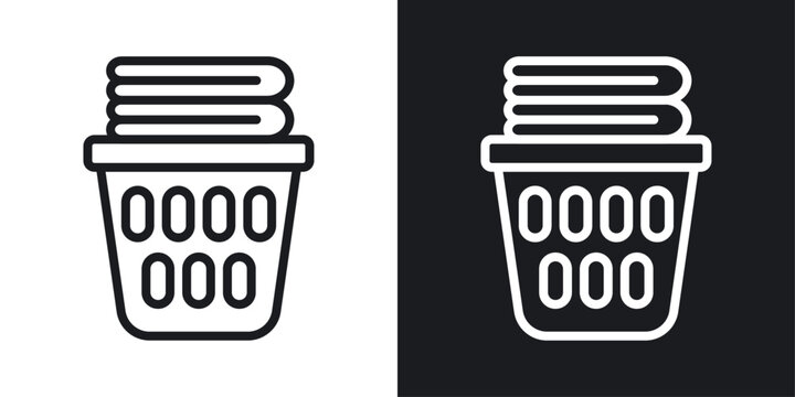 Laundry basket icon designed in a line style on white background.