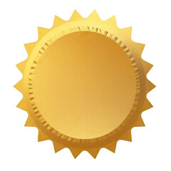Gold paper diploma or certificate seal on white background