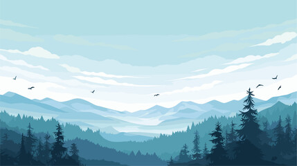 Abstract vector scene featuring the view from soaring above a vast forest  capturing life's patterns from a bird's-eye perspective  creating a visually dynamic and meaningful composition that immerses - obrazy, fototapety, plakaty