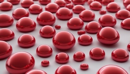A close up of red bubbles in water