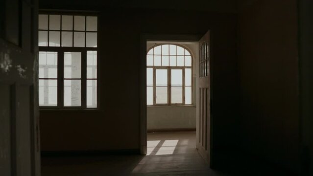 Old empty terrace with a view of the desert.