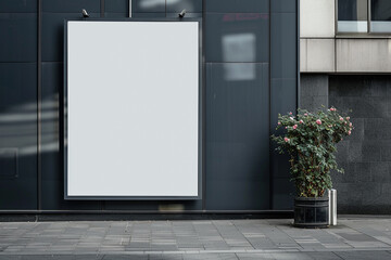blank billboard on the building wall - obrazy, fototapety, plakaty