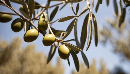 Obraz premium A tree with green leaves and yellow fruit