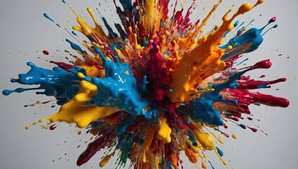 A kaleidoscope of paint splashes colliding in mid-air Generative AI