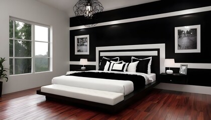 beautiful elegant white and black decor in bedroom