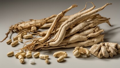 A pile of ginger root on a table