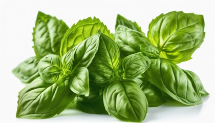 A bunch of green basil leaves