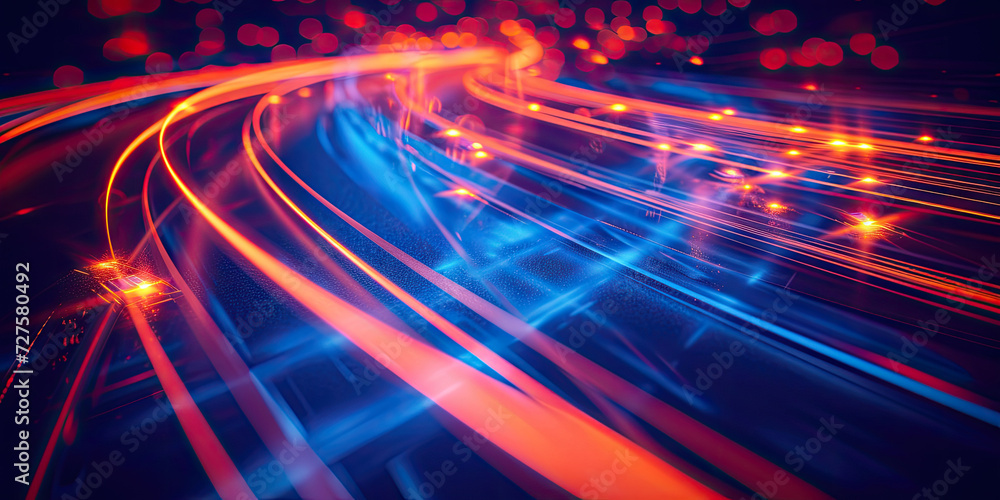 Poster abstract a colorful background with bright lights , blockchain network concept , distributed registe
