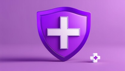 Obraz premium A purple shield with a white cross on it