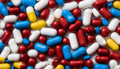 A pile of colorful pills in a pile