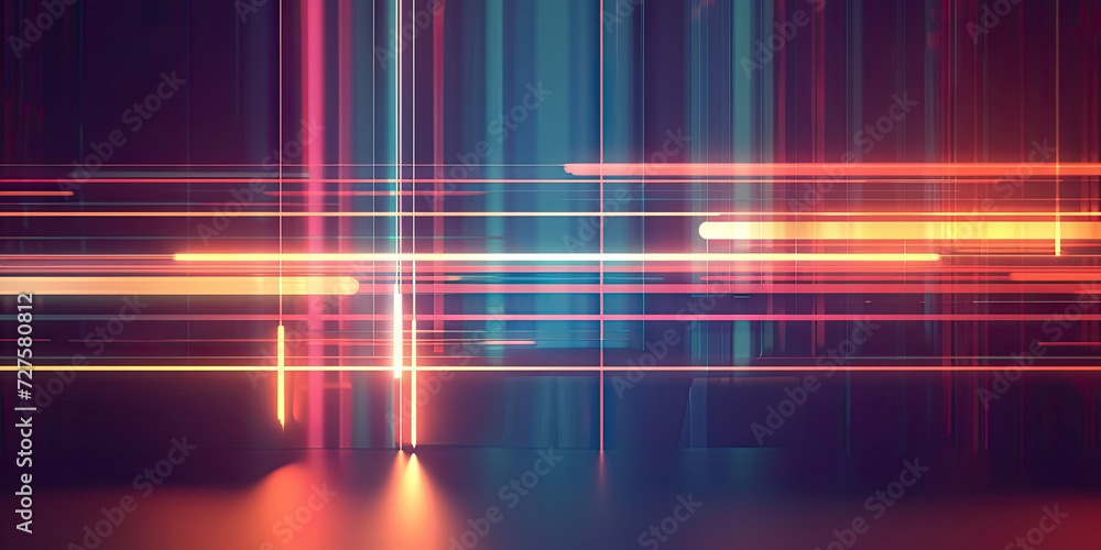 Poster abstract a colorful background with bright lights , blockchain network concept , distributed registe