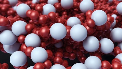 A bunch of red and white balls