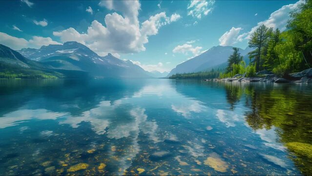 Glistening Lake McDonald - 4K Seamless Looping Video Background and Wallpaper in Glacier National Park