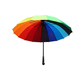 Rainbow umbrella isolated on white background