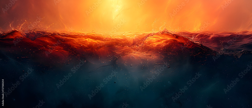 Wall mural Painting of a Sunset Over a Body of Water - Wall murals
