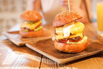 hamburger on a plate