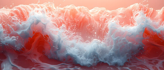 Red and White Painting of a Wave